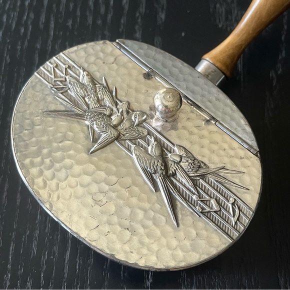 Vintage Silver Bronze Silver-Plated Tarnish Resistant With Lid Handle Jewelry Bo - Picture 4 of 11